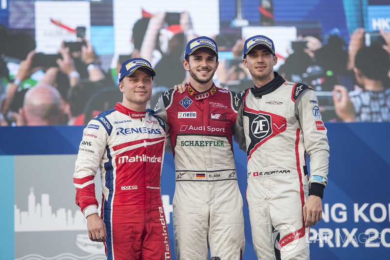 Podium: race winner Daniel Abt, Audi Sport ABT Schaeffler, second place Felix Rosenqvist, Mahindra R