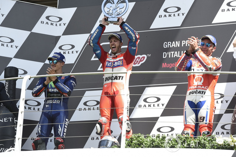 Podium: 1. Andrea Dovizioso, 2. Maverick Viñales, 3. Danilo Petrucci