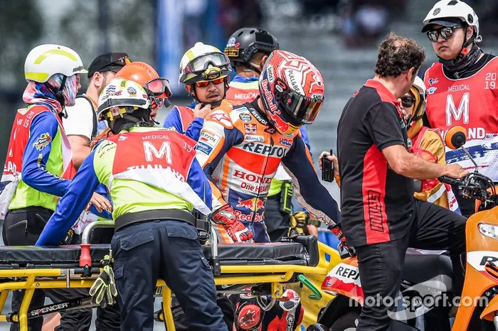 Marc Marquez, Repsol Honda Team, después de la caida