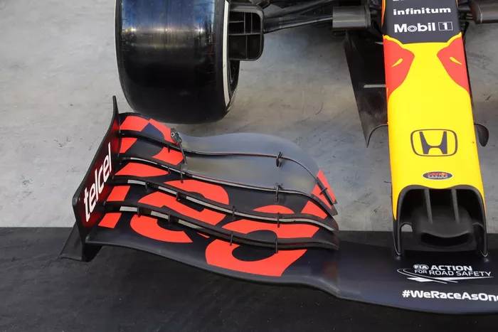Detalle del alerón delantero del Red Bull Racing RB16B 
