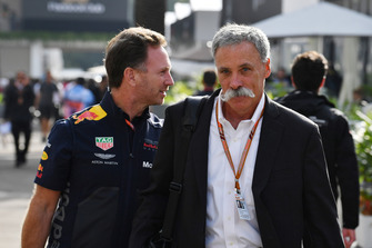 Christian Horner, Red Bull Racing Team Principal and Chase Carey, Chief Executive Officer and Executive Chairman of the Formula One Group
