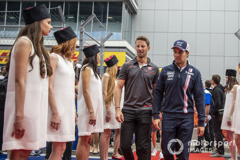 Ромен Грожан, Haas F1 Team, и Серхио Перес, Racing Point Force India F1