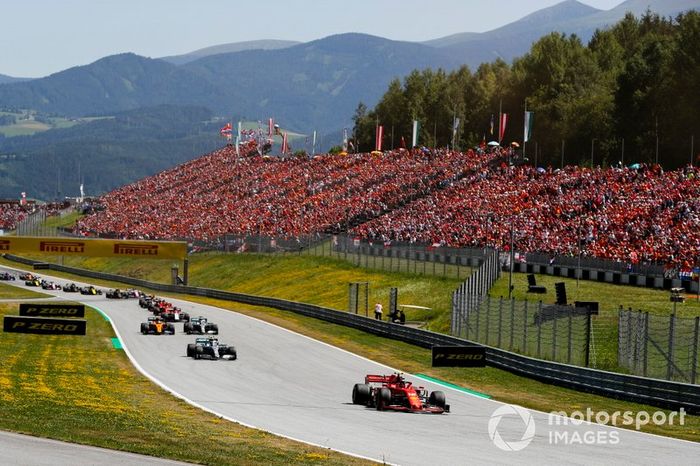 Charles Leclerc, Ferrari SF90, Valtteri Bottas, Mercedes AMG W10, Lewis Hamilton, Mercedes AMG F1 W10, Lando Norris, McLaren MCL34, Kimi Raikkonen, Alfa Romeo Racing C38