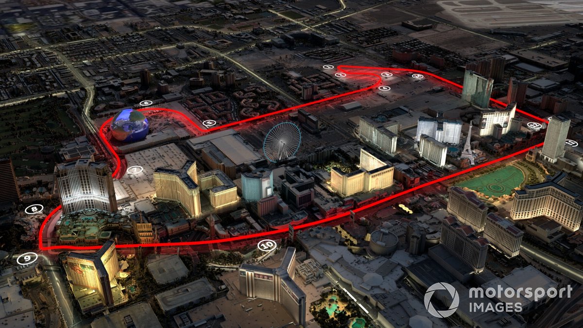 The Las Vegas circuit goes through The Strip, with 14 corners for the drivers to dice with