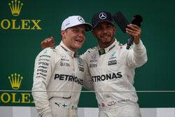 Valtteri Bottas, Mercedes AMG F1 e Lewis Hamilton, Mercedes AMG F1 celebrate on the podiumfesteggian