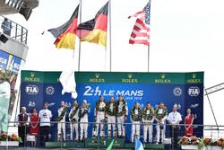 LMGTE Pro podium: winners Michael Christensen, Kevin Estre, Laurens Vanthoor, Porsche GT Team, second place Richard Lietz, Gianmaria Bruni, Frederic Makowiecki, Porsche GT Team, third place Joey Hand, Dirk Müller, Sébastien Bourdais, Ford Chip Ganassi Racing