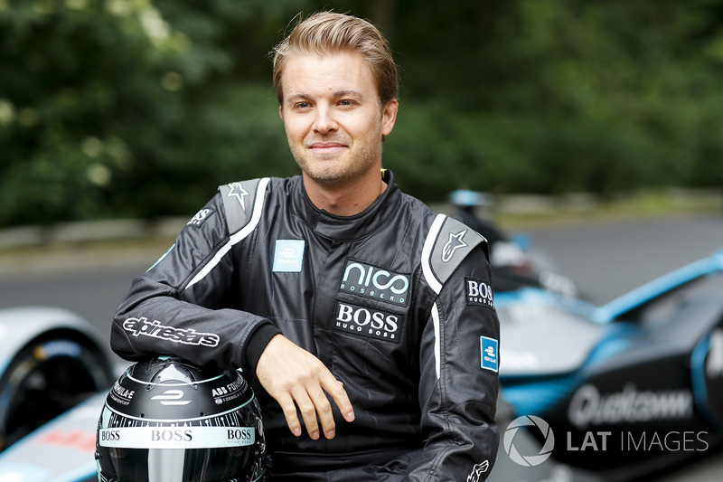 Formula 1 World Champion, Nico Rosberg with the Gen2 Formula E car