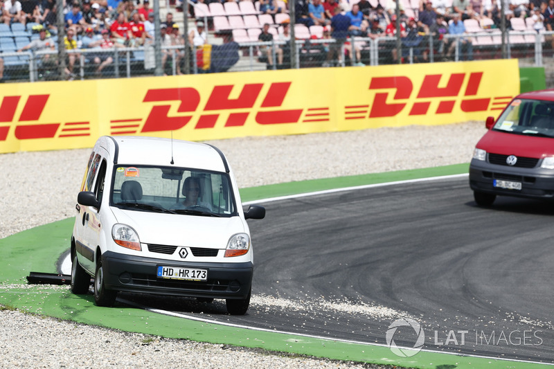 Gravel is cleared from the circuit