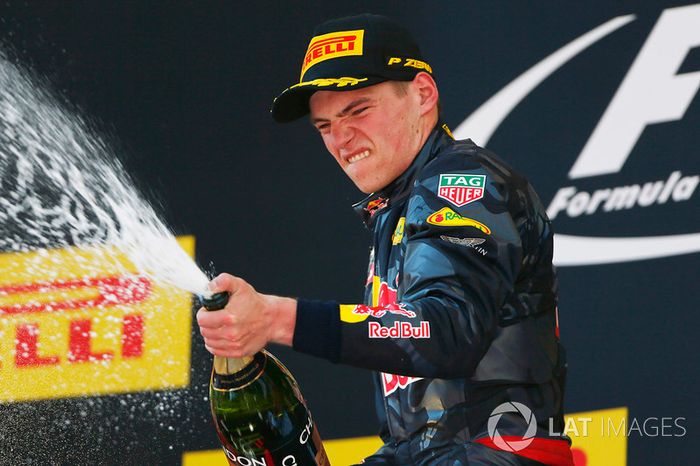 Podium: ganador Max Verstappen, Red Bull Racing