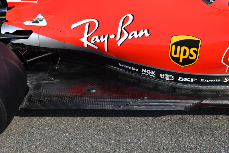 Vue détaillée du fond plat de la Ferrari SF71H
