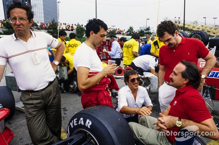 Mauro Forghieri, Michele Alboreto, Ferrari y Clay Regazzoni