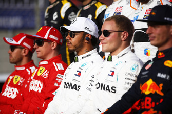 Sebastian Vettel, Ferrari, Kimi Raikkonen, Ferrari, Lewis Hamilton, Mercedes AMG F1, Valtteri Bottas, Mercedes AMG F1, Max Verstappen, Red Bull Racing.