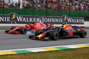 Daniel Ricciardo, Red Bull Racing RB14 en Sebastian Vettel, Ferrari SF71H 