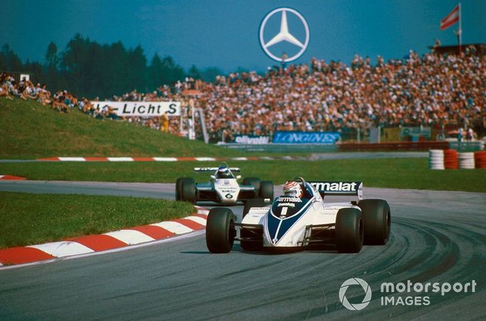 Nelson Piquet, Brabham BT50 leads Keke Rosberg