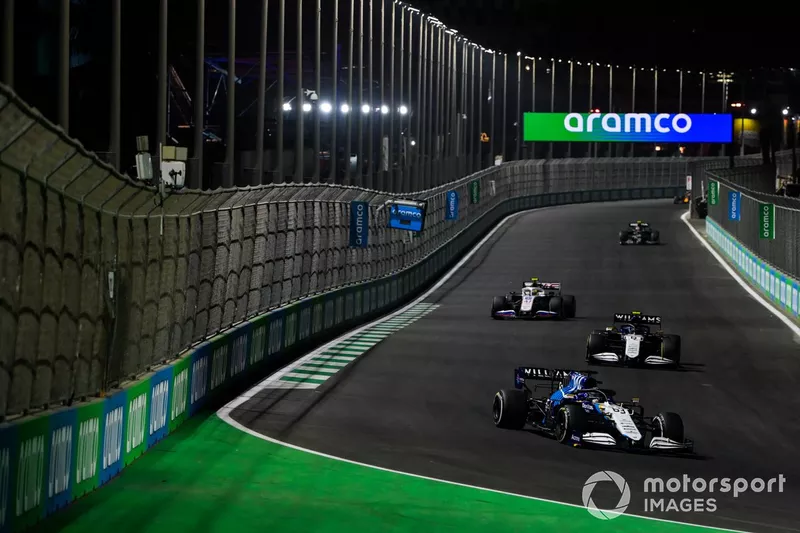 George Russell, Williams FW43B, Nicholas Latifi, Williams FW43B, Mick Schumacher, Haas VF-21