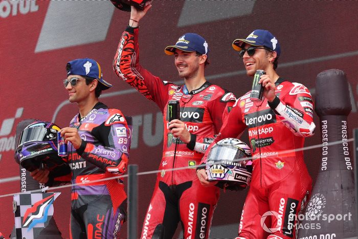 Francesco Bagnaia, Equipo Ducati, Jorge Martín, Pramac Racing, Enea Bastianini, Equipo Ducati