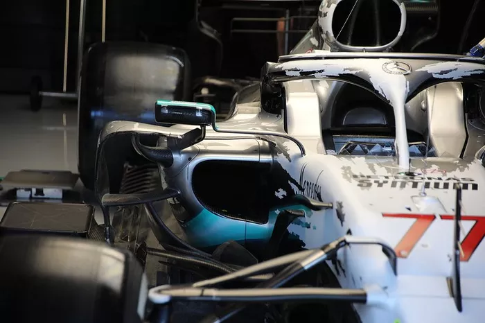Detalle delantero del Mercedes AMG F1 W10 