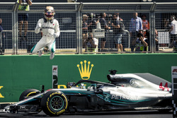 Pole sitter Lewis Hamilton, Mercedes-AMG F1 celebrates in parc ferme