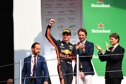 Race winner Max Verstappen, Red Bull Racing celebrates on the podium