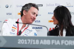 Alejandro Agag, CEO, Formula E, talks to Virginia Elena Raggi, Mayor of Rome