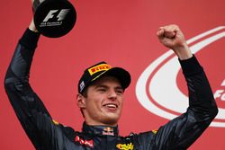 Max Verstappen, Red Bull Racing celebra su segunda posicion en el podio