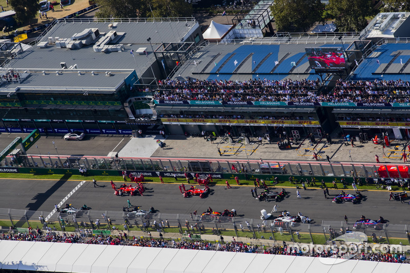 The pre race grid as seen from the air