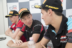 Race winner Nirei Fukuzumi, ART Grand Prix, second place Leonardo Pulcini, Arden International, third place Alessio Lorandi, Jenzer Motorsport at the post race press conference