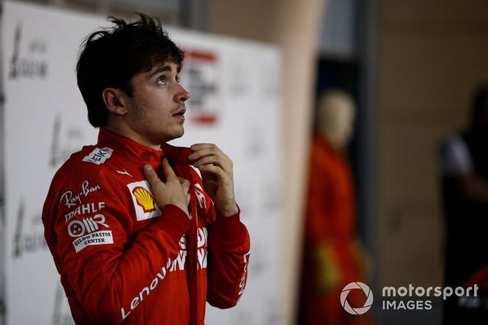 Charles Leclerc, Ferrari, 3° classificato, nel parco chiuso
