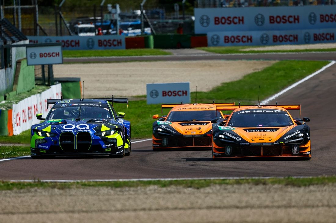 #46 Team WRT BMW M4 LMGT3: Ahmad Al Harthy, Valentino Rossi, Kelvin Van Der Linde, #95 United Autosports Mclaren 720S LMGT3 Evo: Darren Leung, Sean Gelael, Marino Sato