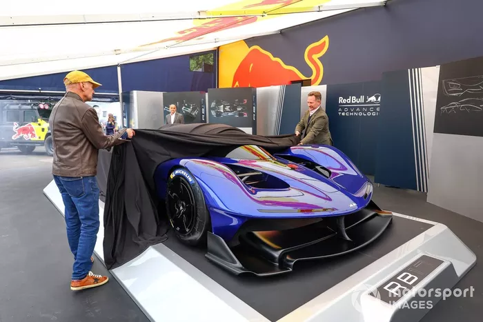 Adrian Newey, Red Bull Racing Chief Technical Officer, Rob Gray, Technical Director Red Bull Racing unveil the new Red Bull RB17 hypercar
