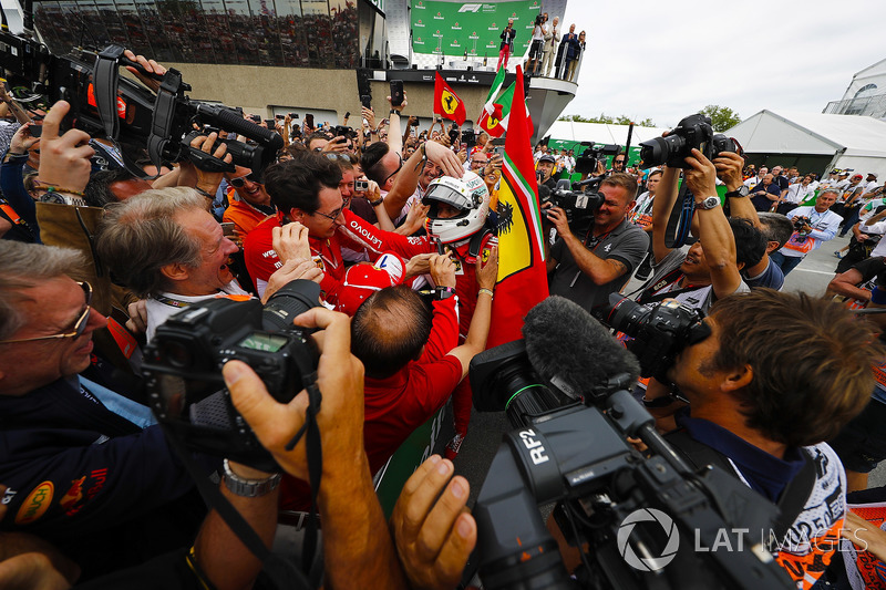 Sebastian Vettel, Ferrari, celebrates victory