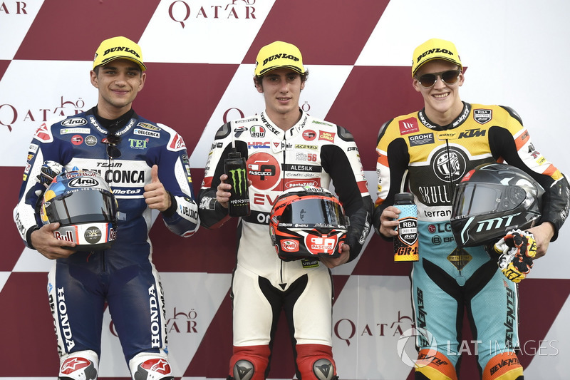 Top 3 after Qualifying: Jorge Martin, Del Conca Gresini Racing Moto3, Niccolo Antonelli, SIC58 Squad