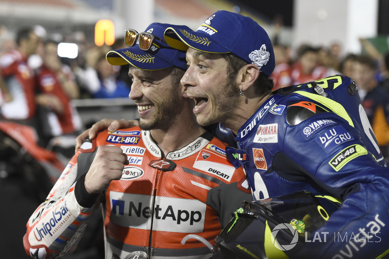 1. Andrea Dovizioso, Ducati Team, 3. Valentino Rossi, Yamaha Factory Racing