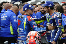 Race winner Maverick Viñales, Team Suzuki MotoGP, third place Valentino Rossi, Yamaha Factory Racing