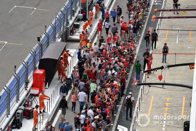 Fans in pit lane