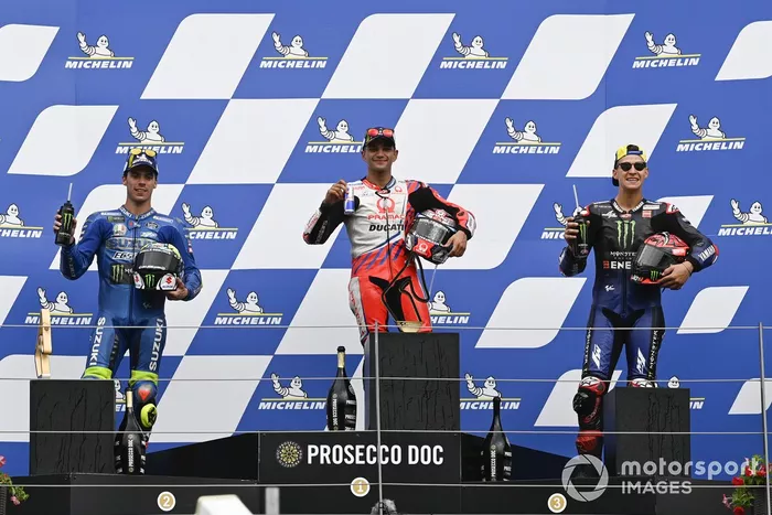 Podio: 1º Jorge Martin, Pramac Racing, 2º Joan Mir, Team Suzuki MotoGP, 3º Fabio Quartararo, Yamaha Factory Racing