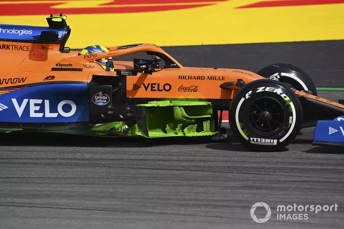 Lando Norris, McLaren MCL35 con parafina