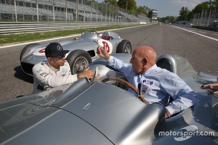 Lewis Hamilton y Sir Stirling Moss en Monza