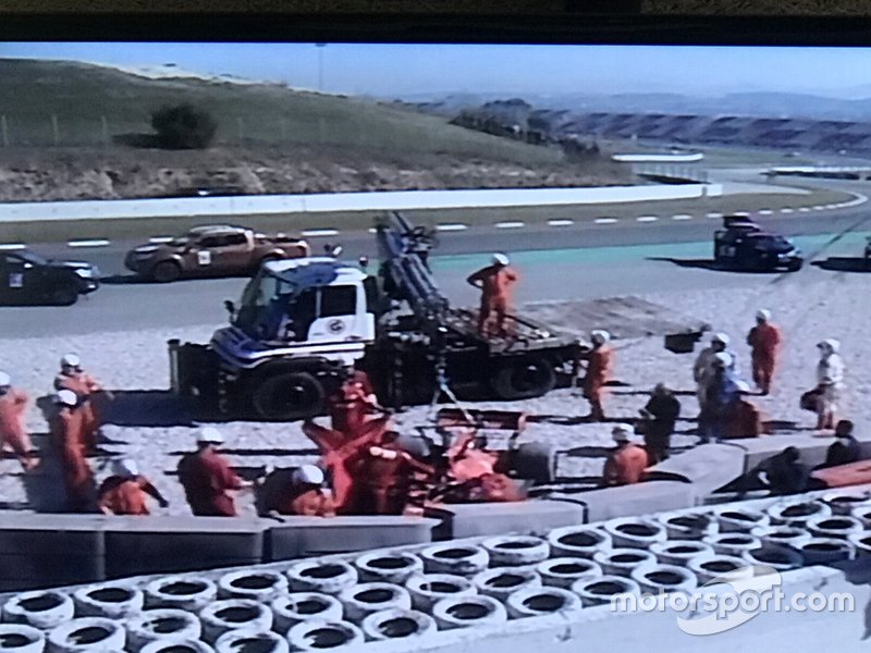 Screenshot dell'incidente di Sebastian Vettel, Ferrari SF90