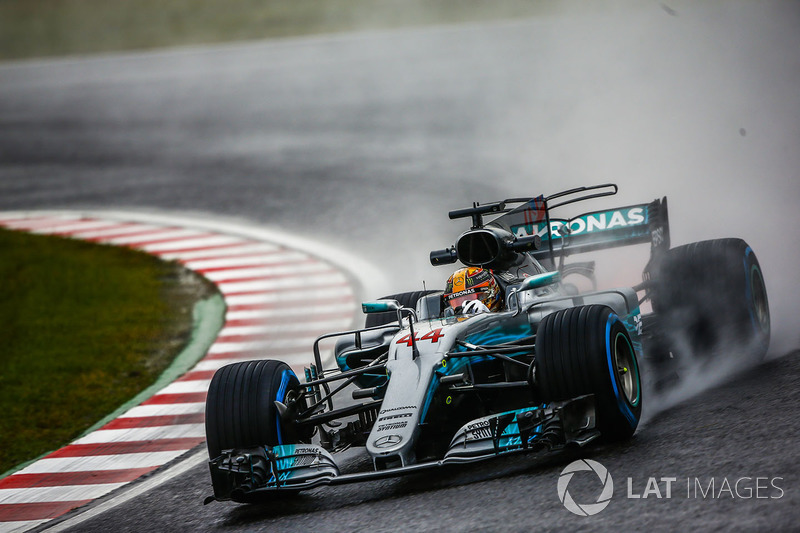 Lewis Hamilton au volant de la Mercedes W08