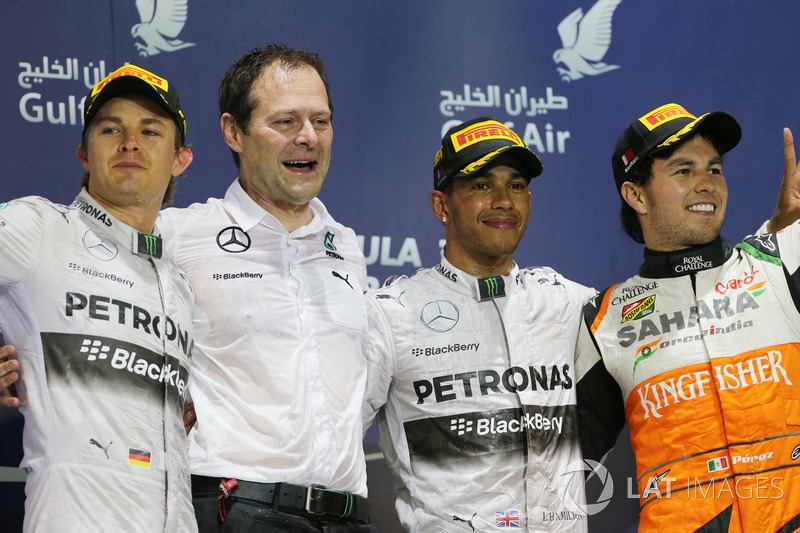 2014: 1. Lewis Hamilton, 2. Nico Rosbeгg, 3. Sergio Perez
