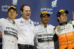 Podyum: Nico Rosberg, Mercedes AMG F1, Aldo Costa, Mercedes AMG F1, Race winner Lewis Hamilton, Merc