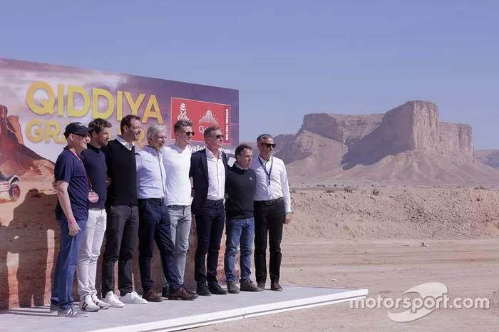 Presentación del GP de Qiddiya con Nico Hülkenberg, Alexander Wurz, Romain Grosjean, Damon Hill, David Coulthard, Loris Capirossi