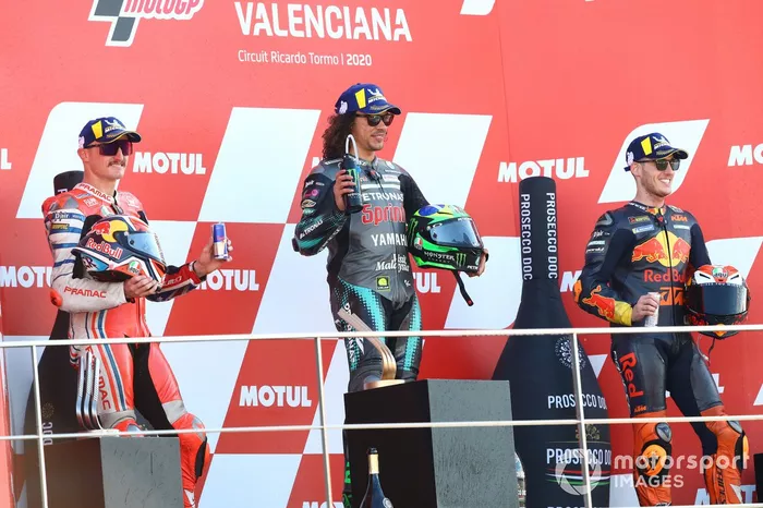 Podio: 1º Franco Morbidelli, Petronas Yamaha SRT, 2º Jack Miller, Pramac Racing, 3º Pol Espargaro, Red Bull KTM Factory Racing