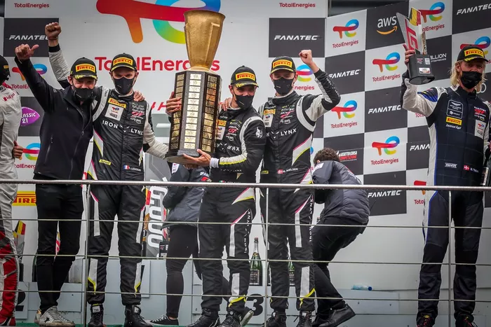 Podio: il vincitore della gara #51 Iron Lynx Ferrari 488 GT3: Alessandro Pier Guidi, Nicklas Nielsen, Côme Ledogar