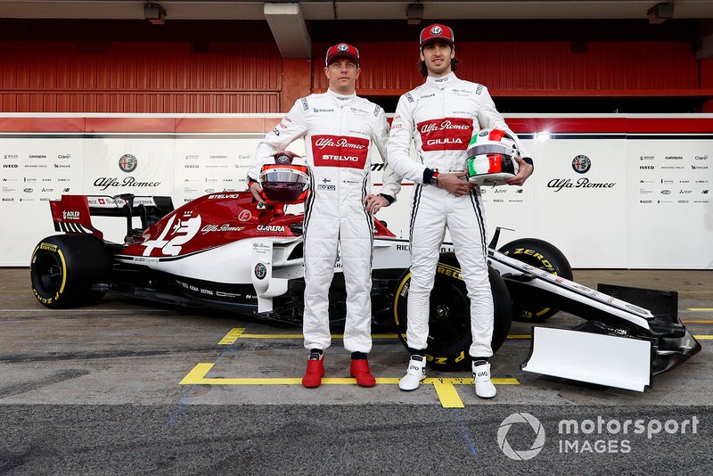 Kimi Raikkonen, Alfa Romeo Racing and Antonio Giovinazzi, Alfa Romeo Racing with the new Alfa Romeo Racing C38