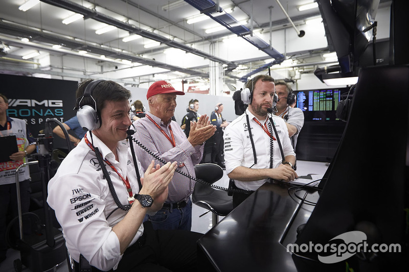 Toto Wolff, Executive Director, Mercedes AMG, and Niki Lauda, Non-Executive Chairman, Mercedes AMG,