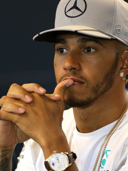 Lewis Hamilton, Mercedes AMG F1 Team, tijdens de FIA-persconferentie