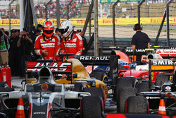 Kimi Raikkonen, Ferrari with team mate Sebastian Vettel, Ferrari in parc ferme