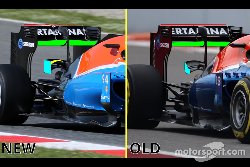 Manor Racing MRT05, Vergleich neuer und alter Heckflügel